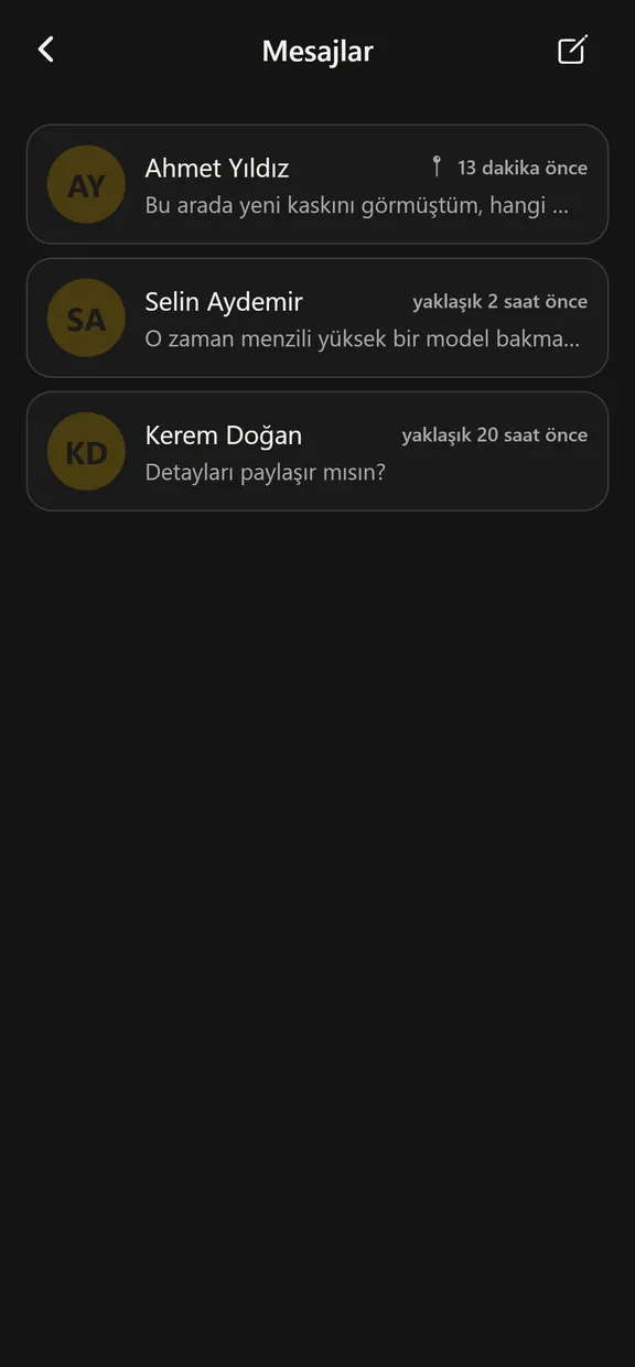 Kurio mesajlar ekranı